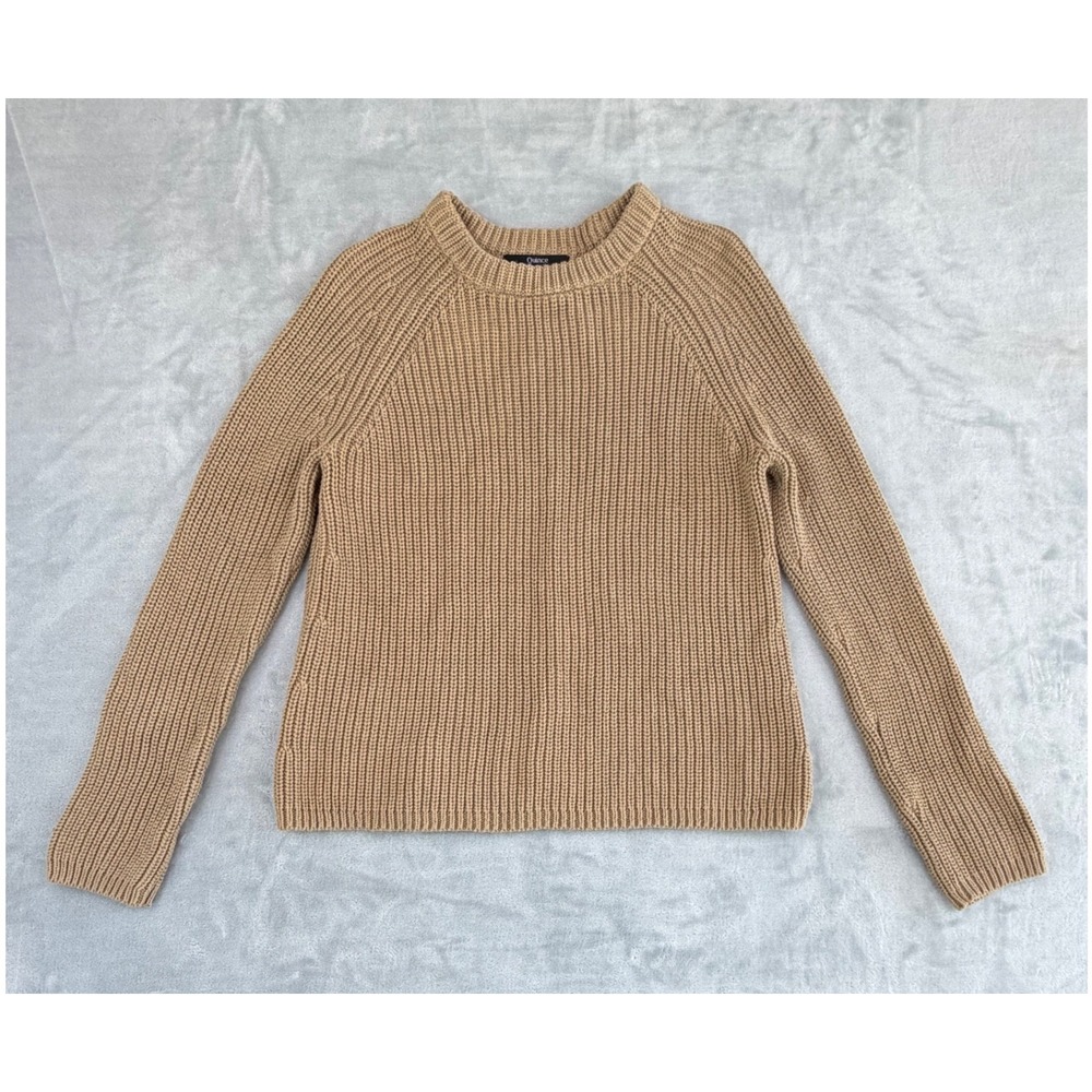 Quince Womens Knit Sweater Organic Cotton Fisherman Crew Medium Camel Minimalist